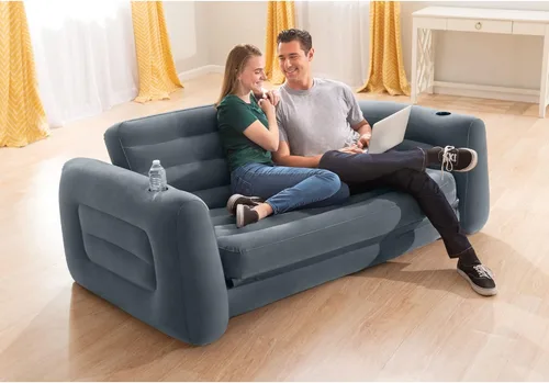 Miniatura 6 de Intex Juego de muebles inflables con sofá cama extraíble de tamaño Queen y 2 sofás cama, colchón de aire, sofá portátil, sillas de descanso, camas