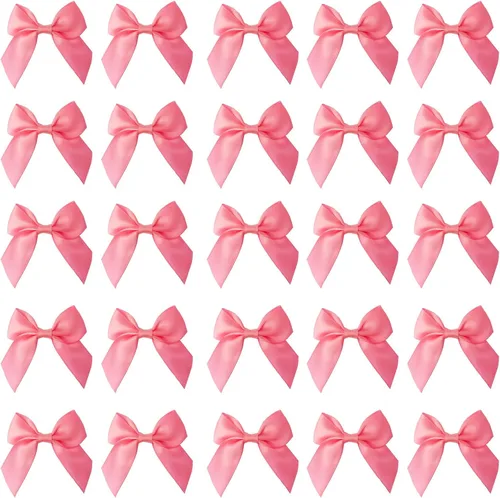 Miniatura 9 de Juego de 25 lazos de cinta de satén prehechos con almohadillas de gel adhesivas para bolsas de golosinas, bolsas de regalo, bolsas de dulces de Negro