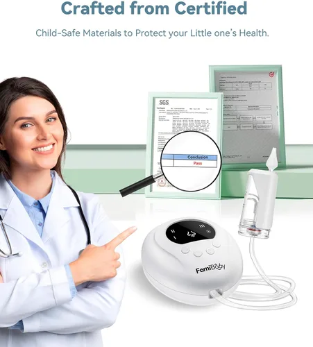 Miniatura 6 de Aspirador nasal eléctrico para bebés y niños pequeños Chupón de nariz para bebés con 3 niveles de succión Aspirador nasal fácil de limpiar