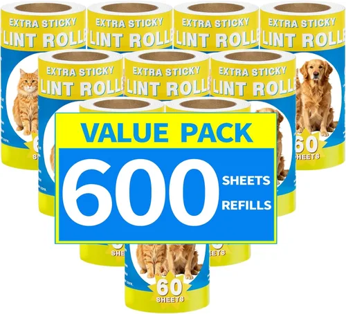 Rodillos de pelusa para pelo de mascotas, extra pegajoso, 600 hojas, removedor de pelusa portátil para mascotas, para ropa, muebles, alfombras,