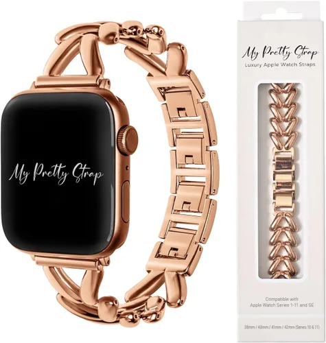 Miniatura 14 de My Pretty Strap - Compatible Apple Watch Band Strap, Stainless Steel Fashion iWatch Replacement Strap- Easy Resizing, No Tool Needed, Fits Most