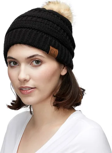 Miniatura 4 de Gorro unisex liso con pompón y ribete (HAT-43) de C.C Hatsandscarf Exclusives