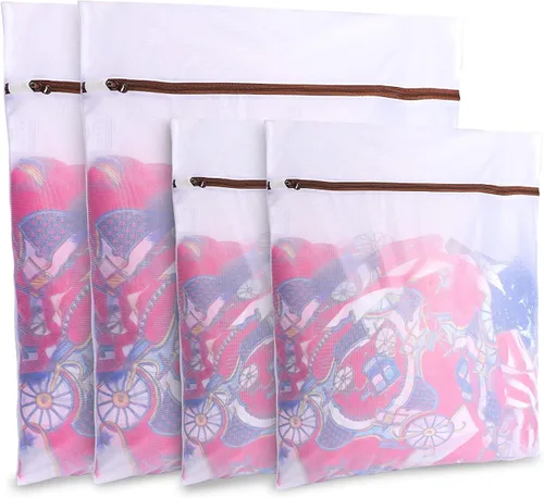 GOGOODA Juego de 4 bolsas grandes de malla para ropa sucia, bolsas de lavado delicadas para blusas, chaquetas, pantalones, sábanas (20 x 24 pulgadas