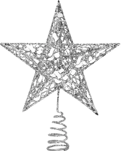 Miniatura 11 de URATOT Adorno Superior de Árbol de Navidad con Purpurina de Metal, Estrella de Alambre Hueca para la Punta del Árbol de Navidad para Decoración