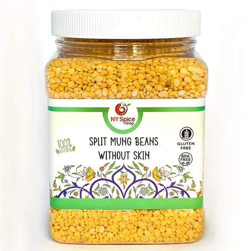 NY SPICE SHOP - Frijoles Mung divididos – 3 libras divididas Mung Dal (sin piel) – Lenteja Mung amarilla – Lentejas Mung amarillas indias –