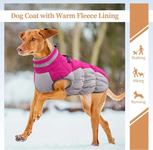 Miniatura 4 de Abrigo para Perro Pequeño, Chaquetas para Perros Pequeños, Chaqueta de Invierno Cálida, Abrigo para Cachorro con Arnés Incorporado, Chaqueta Rosado