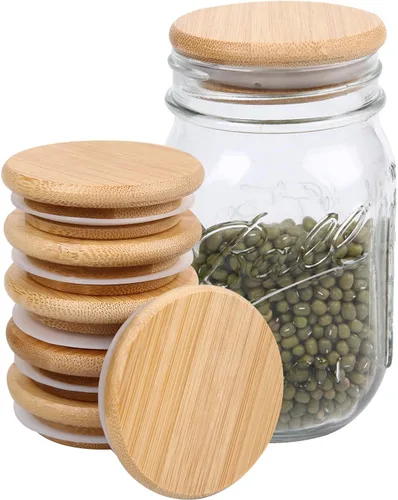Tapas para frascos de masón, tapas reutilizables para tarros de bambú de vidrio de grado alimenticio, sellado de silicona de material de grado Bambú