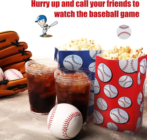 Miniatura 7 de 40 bolsas de regalo para fiesta de béisbol, suministros de papel para fiesta de béisbol, suministros para decoración de cumpleaños, suministros