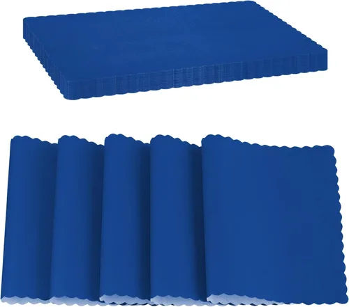 Miniatura 21 de Mantel Individual de Papel Desechable, Negro, Manteles Individuales con Bordes Escalonados, Mantel Individual de Papel Duradero para Decoración