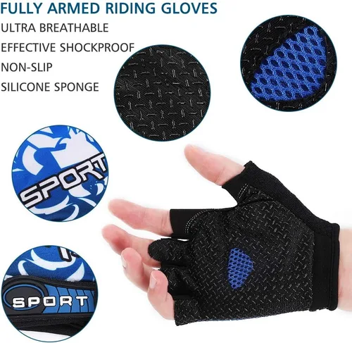 Miniatura 2 de Accmor Guantes de ciclismo para hombres y mujeres, guantes de ciclismo de medio dedo, guantes de bicicleta de carretera MTB, guantes antideslizantes
