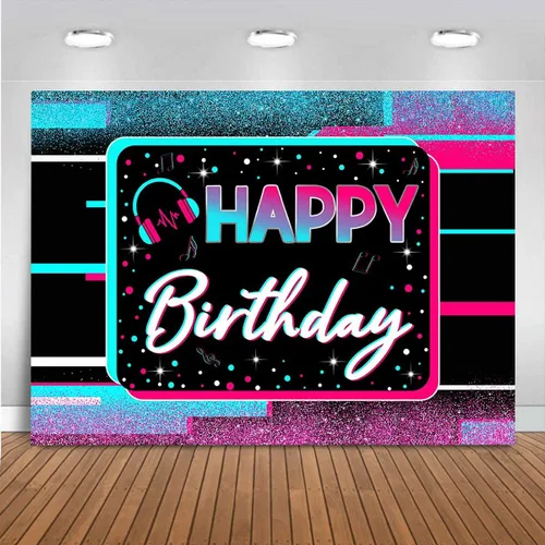 Mocsicka Telón de fondo para fiesta de cumpleaños con temática musical, pancarta para fiestas de baile musical, suministros para fiestas temáticas