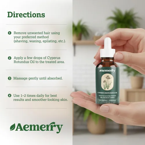 Miniatura 8 de Aceite Cyperus Rotundus: Aceite natural de Cyperus Rotundus para depilación, suero inhibidor puro del cabello, ralentiza y reduce el recrecimiento