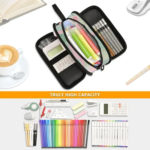 Miniatura 5 de Nylon Pencil Bag School Supplies Jungle Animal Flamingo Pink Green Big Capacity Pencil Case With Zipper Stationery Organizer for Preppy School