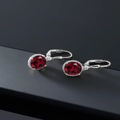 Miniatura 30 de Gem Stone King Aretes colgantes de gota para mujer, plata de ley 925, piedra natal ovalada de 0.354 x 0.276 in, joyería fina, regalos para ella