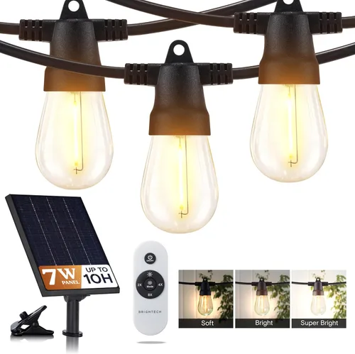 Miniatura 11 de Brightech Ambience Pro - Guirnalda de luces LED impermeables para exteriores con energía solar – Luces de patio de grado comercial con bombillas