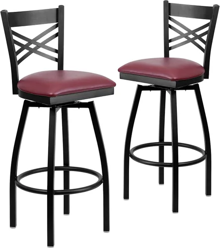 Miniatura 21 de Flash Furniture HERCULES Series Black ''X'' Taburete giratorio de metal – asiento de vinilo negro