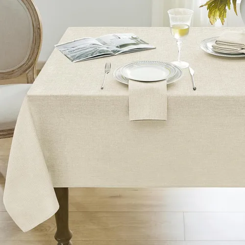 Miniatura 10 de Softalker Mantel pequeño rectangular con textura de lino de 52 x 70 pulgadas, para exteriores, resistente a las manchas y a las arrugas, decorativo
