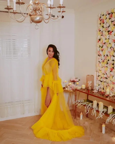 Miniatura 6 de Tianzhihe Bata de tul sexy larga ilusión sesión de fotos de maternidad lencería nupcial vestido camisón
