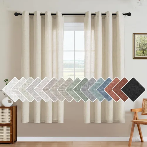 Miniatura 67 de H.VERSAILTEX Elegant - Cortinas texturizadas de lino natural mezclado con eficiencia energética, filtrado de luz, con ojales de níquel