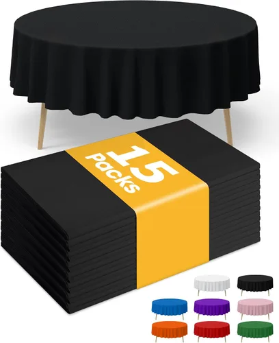 Miniatura 18 de Niuara Mantel de Mesa Rectangular de Plástico Negro, Paquete de 15, Mantel de 54''×108'' para Mesas de 6 pies, Mantel para Uso Desechable, Cubierta