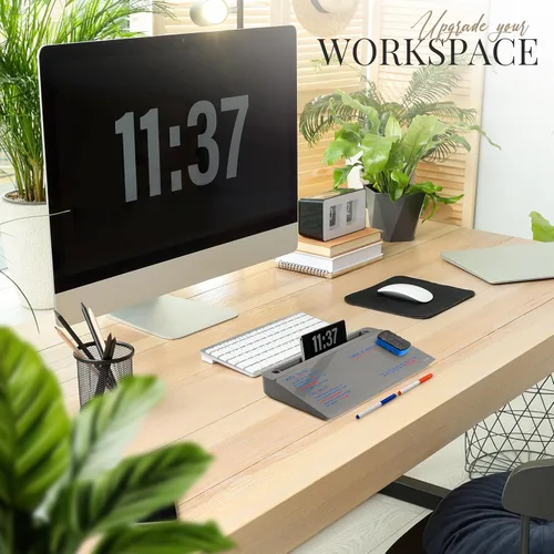 Miniatura 5 de Birch Pizarra blanca de escritorio pequeña – Tablero de borrado en seco de vidrio, almohadilla de escritorio con soporte para teclado