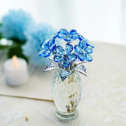 Miniatura 3 de H&D HYALINE & DORA Figurita de Flor de Cristal Azul Nomeolvides, Regalos de Flores para Mujeres, Adornos Coleccionables de Flores de Cristal