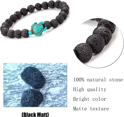 Miniatura 5 de Pulseras de tortuga marina oceánica, joyería de playa para mujeres y hombres, 0.315 pulgadas (0.315 in) de piedra natural, pulsera elástica