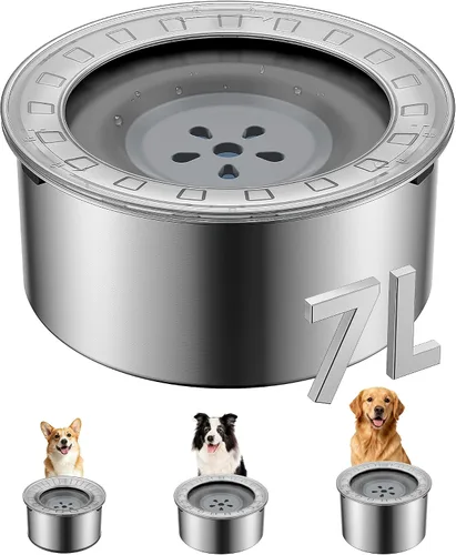 Miniatura 9 de Heouvo Cuenco de agua grande de 1 galón para perro, sin derrames, tapa antiexcavación y parte inferior de goma: cuenco para perro a prueba