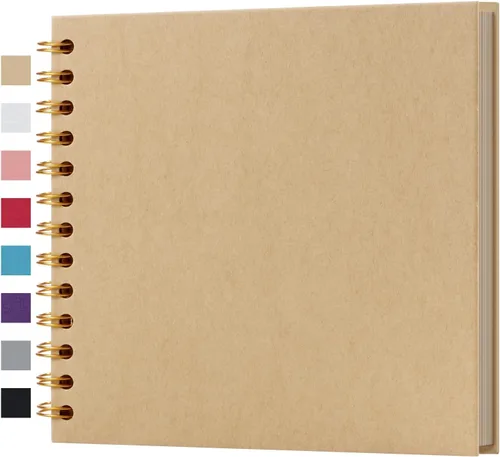 Miniatura 13 de potricher Álbum de scrapbook DIY de 10 x 10 pulgadas, 80 páginas de papel kraft grueso negro en blanco, libro de recuerdos para bodas y aniversarios