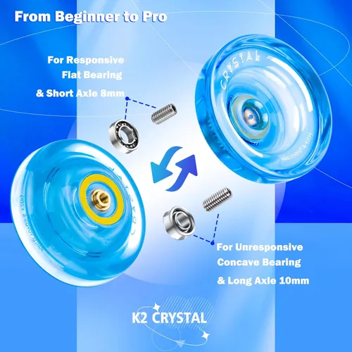 Miniatura 4 de MAGICYOYO Yo Yo de Cristal Profesional K2, Yoyo Responsivo para Niños de 8-12, Yo-yo de Plástico con Giro de Dedo para Trucos con Rodamiento No