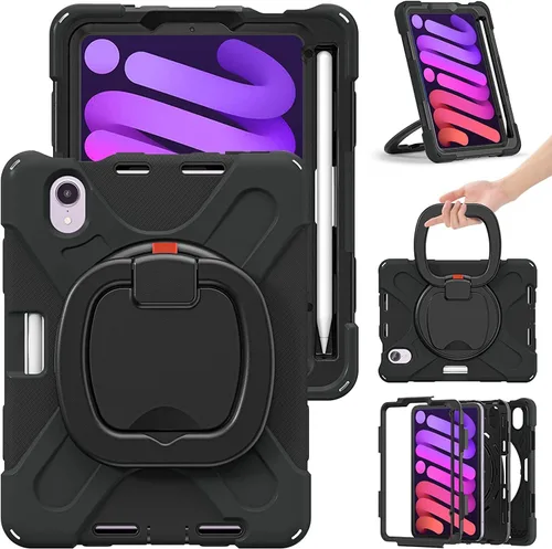 Miniatura 10 de Funda para iPad Air de 3ª generación – Funda resistente para niños con soporte giratorio, soporte para lápices y correa de transporte para iPad