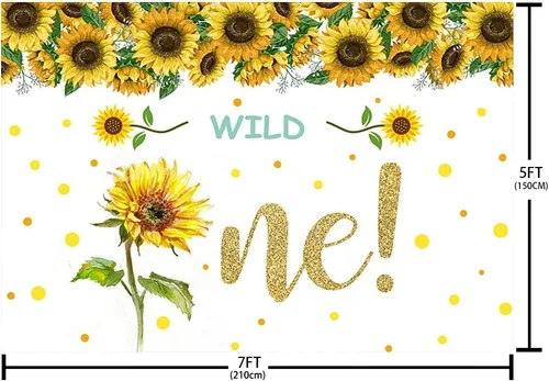 Miniatura 5 de Fondo de 7 x 5 pies, diseño de girasol dorado con diseño de girasol, decoración de fiesta de 1er cumpleaños, decoración de fiesta de un año
