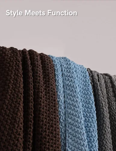 Miniatura 4 de YnM Manta de Punto Grueso de Algodón, Mantas de Punto Trenzado para Cama, Sofá, Sillón, Cómoda y Relajante, Pieza Decorativa para Casa de Campo