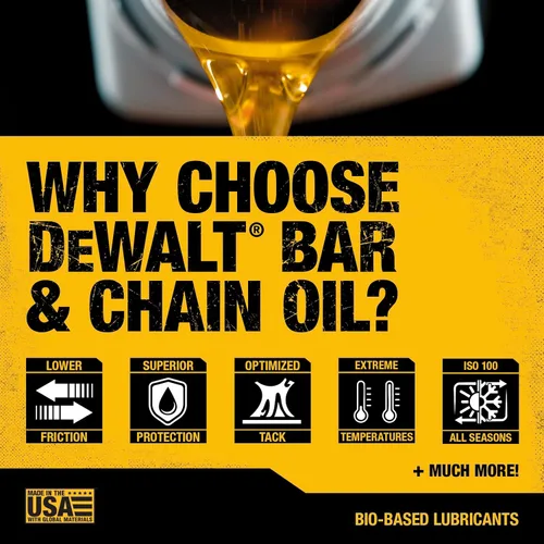 Miniatura 7 de DEWALT – Aceite biodegradable para barra y cadena – Verde, ecológico, no tóxico, lubricante profesional para motosierra – Aceite ultralimpio