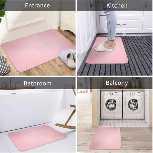 Miniatura 6 de Tapete rosa para puerta delantera, tapete de entrada con parte trasera de goma antideslizante para cocina, dormitorio y baño