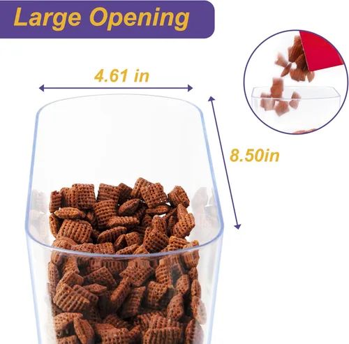 Miniatura 5 de Dispensador de cereales para encimera, paquete de 2, dispensador de alimentos secos de 3.2 L, contenedores organizadores de aperitivos con tapas