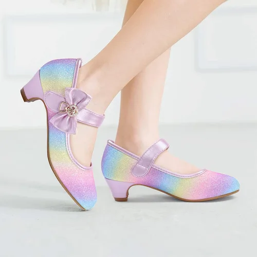 Miniatura 5 de ADAMUMU Zapatos de tacón bajo para niñas (niños pequeños)