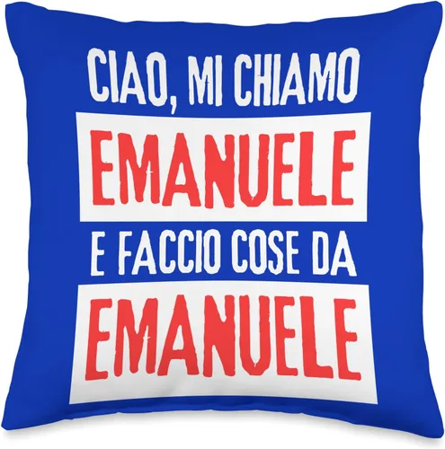 Miniatura 4 de Emanuele Idea Regalo Personalizzata con Nome Ciao Sono Faccio Cose Da Emanuele Personalizzato Throw Pillow, 18x18, Multicolor