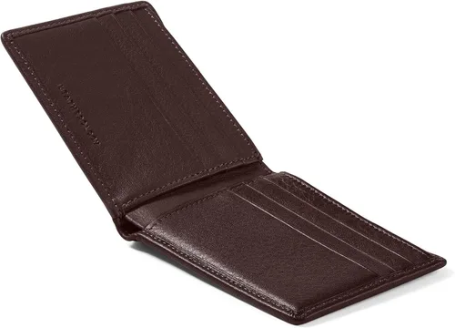 Miniatura 4 de Leatherology Cartera doble delgada marrón para hombre, RFID disponible