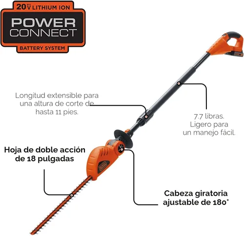 Miniatura 2 de BLACK+DECKER 20V MAX Motosierra de poste inalámbrica, 18 pulgadas (LPHT120)