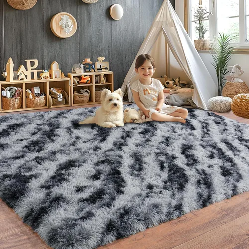 Miniatura 45 de Alfombras de área de 8x10 para sala de estar, alfombra shaggy grande ultra suave y esponjosa para dormitorio, alfombras de felpa mullida Blanco crema