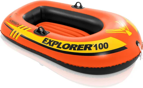 INTEX Explorer Compact Inflatable Boat Series: Dual Air Chambers – Welded Oar Locks – Grab Handles – Bow Rope – Sporty Design