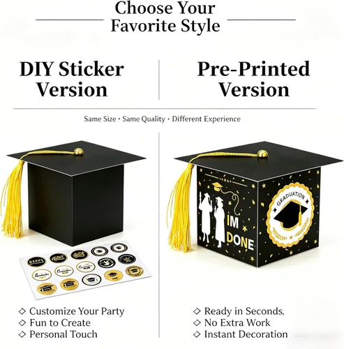 Miniatura 6 de Kliuytb Cajas de dulces con tapa de graduación 2026, decoraciones de fiesta de graduación de oro negro, cajas de recuerdo de fiesta de graduación