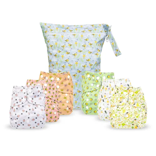 Miniatura 8 de Simple Being Pañales de tela reutilizables, doble refuerzo, talla única, lavables, suaves, absorbentes, impermeables, ecológicas, unisex, para bebé