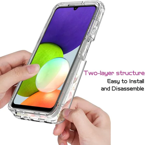 Miniatura 4 de Funda para Samsung Galaxy A22 4G/M32 4G SM-A225F con protector de pantalla de vidrio templado, cuerpo completo transparente con diseño floral, Flor