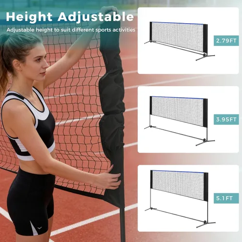 Miniatura 4 de OLIXIS Red de bádminton portátil, red de voleibol ajustable en altura, red de bádminton con bolsa de transporte, red de voleibol para piscina, patio