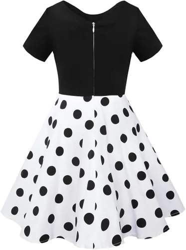 Miniatura 3 de Tao-Ge Vestido vintage de lunares para niñas, vestidos de fiesta retro de los años 50, vestido de fiesta con vuelo, talla 6-12 con collar