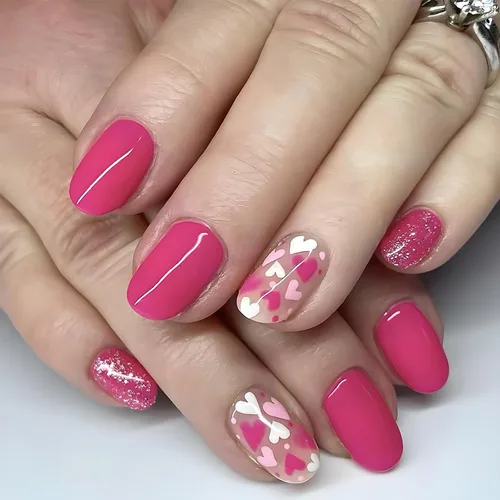 Miniatura 16 de Uñas postizas a presión para San Valentín, uñas postizas cortas cuadradas MABKJLF nude con diseños de labios, cobertura completa, pegamento