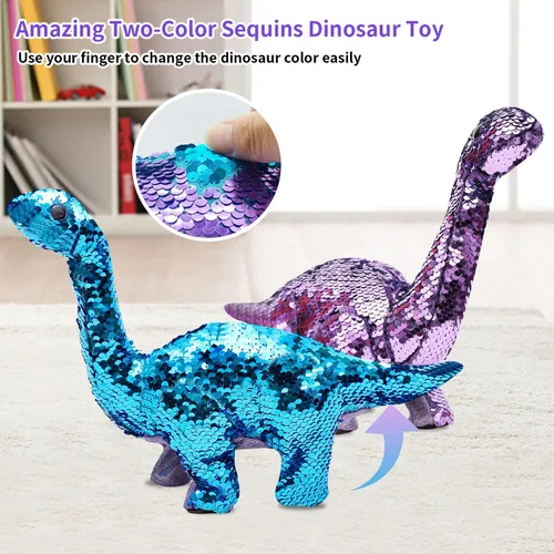 Miniatura 2 de Juguetes de dinosaurio para niñas, juguete de dinosaurio caminante de lentejuelas con control remoto, ruge, canta, camina y repetición, juguete