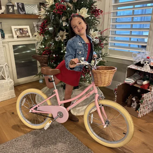 Miniatura 7 de Petimini Vintage Kids Bike for Girls, 12–20 Inch Classic Bicycle with Wicker Basket & Bell, High Tensile Steel Frame, Training Wheels (12–18”), 85%